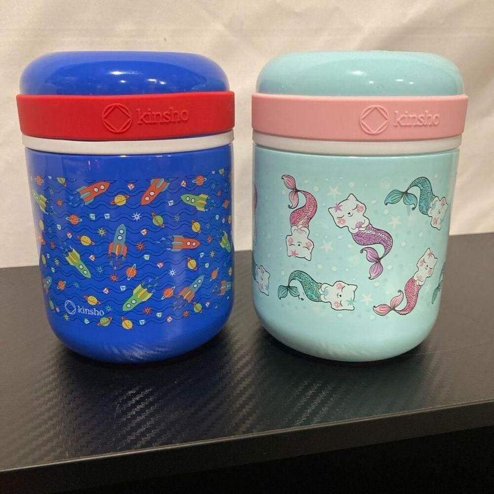 2‎ Kinsho Insulated Food Jars Rockets and Kitty Rainbows